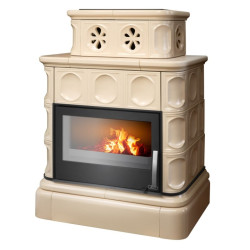 Kachlová kamna ABX Karelie s výměníkem 10,5kW, kachlový sokl, písková 